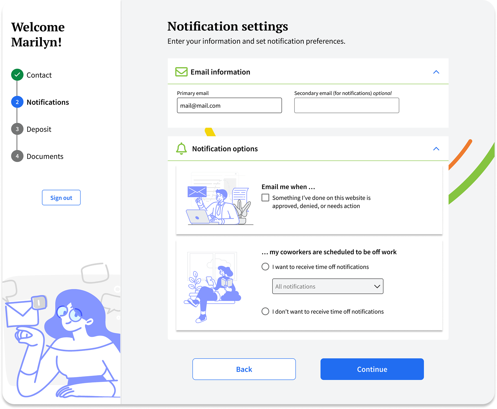 Notification settings screen