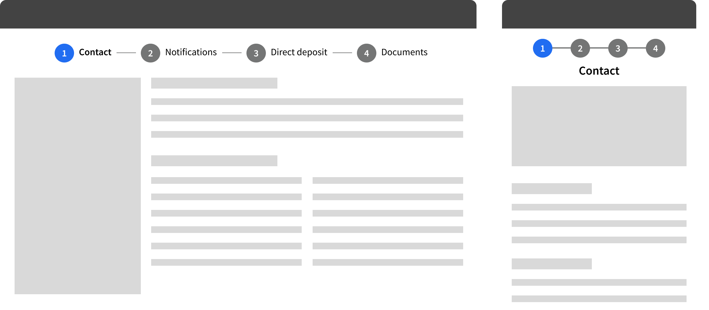 Responsive layout comparison — desktop and mobile viewports